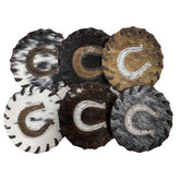 Horseshoe Cowhide Coasters - Set of 4